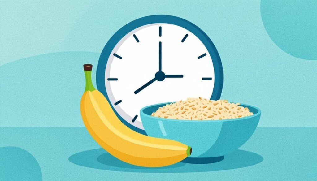 Pasto pre allenamento con banana, avena e orologio dei tempi