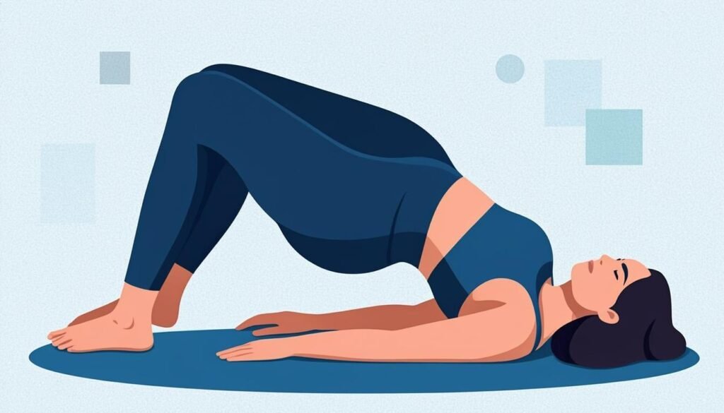 Atleta che esegue il ponte per glutei con il muscolo evidenziato