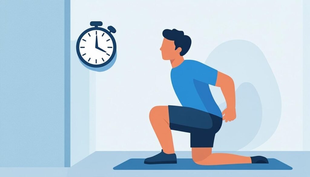 Atleta che mantiene la posizione statica a muro con timer fermo: l'isometria