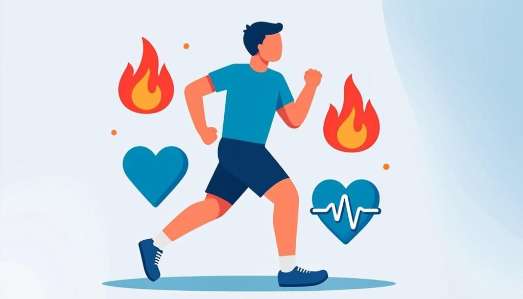 Silhouette in cardio con fiamma del dimagrimento e cuore: il cardio per dimagrire
