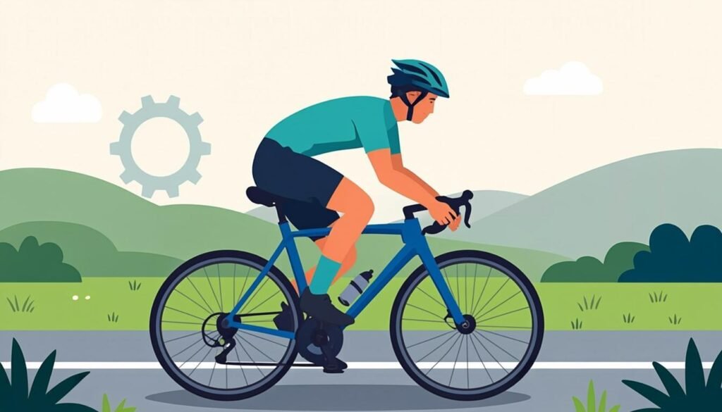 Ciclista su strada campestre con contatore calorie: il ciclismo per dimagrire