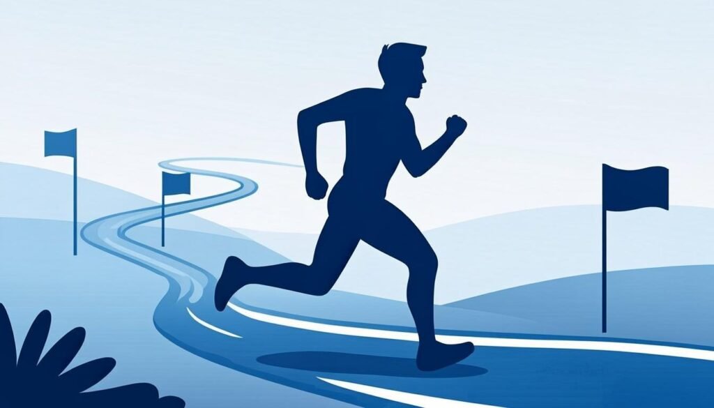 Runner con percorso a curve e bandierine: piano di corsa di 8 settimane per dimagrire