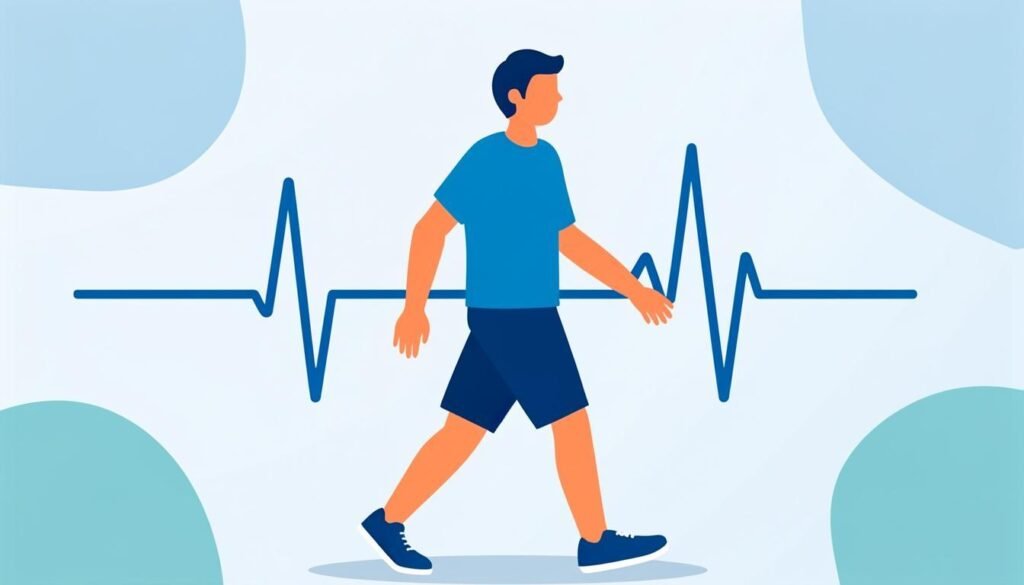 Atleta in defaticamento con tracciato cardiaco in discesa dopo l'allenamento
