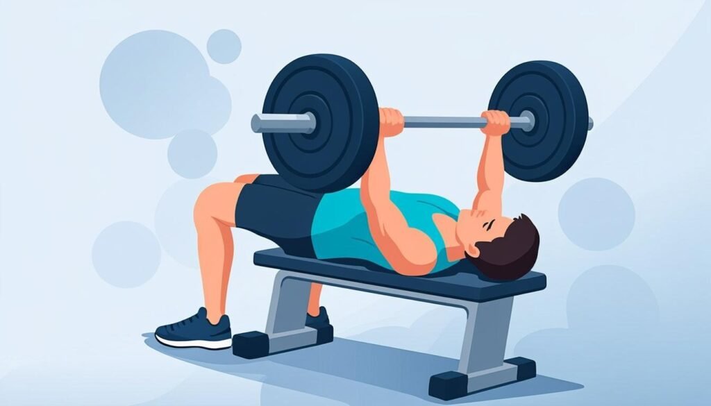 Atleta che esegue l'hip thrust con il bilanciere sui glutei