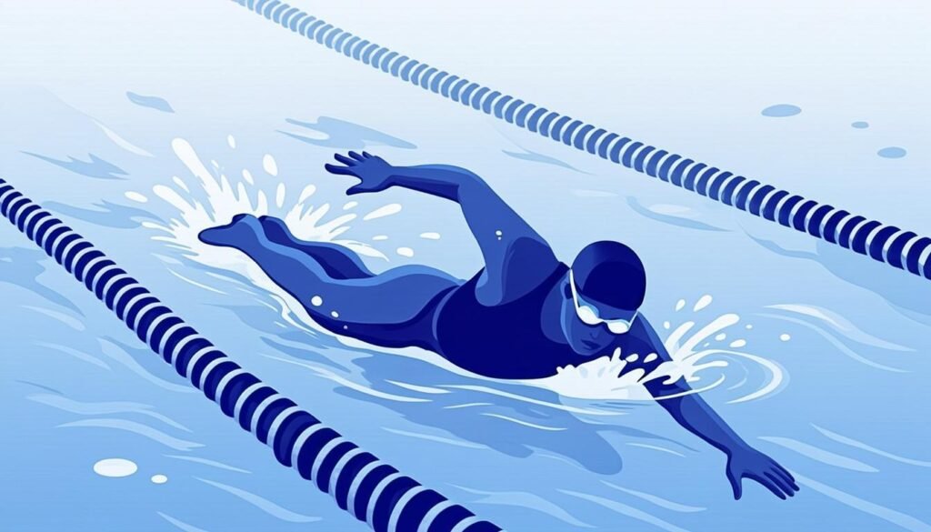 Nuotatore a stile libero in vasca con corsie: guida completa al nuoto