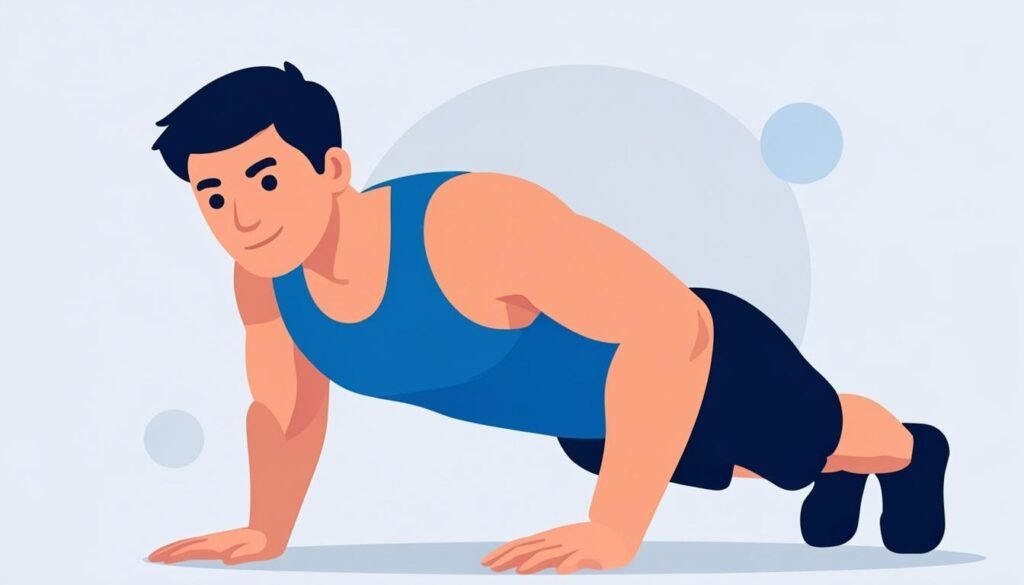 Atleta nei push up con i muscoli pettorali evidenziati