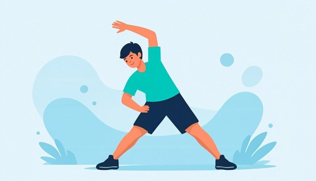 Atleta che si scalda con movimenti dinamici prima dell'allenamento