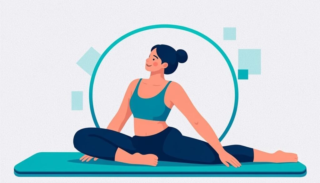 Persona che si allunga su un tappetino con archi di movimento: lo stretching