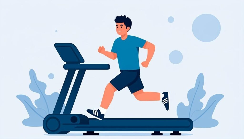 Persona che corre sul tapis roulant con pendenza e programmi a schermo